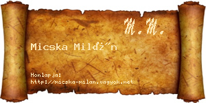 Micska Milán névjegykártya