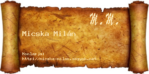 Micska Milán névjegykártya
